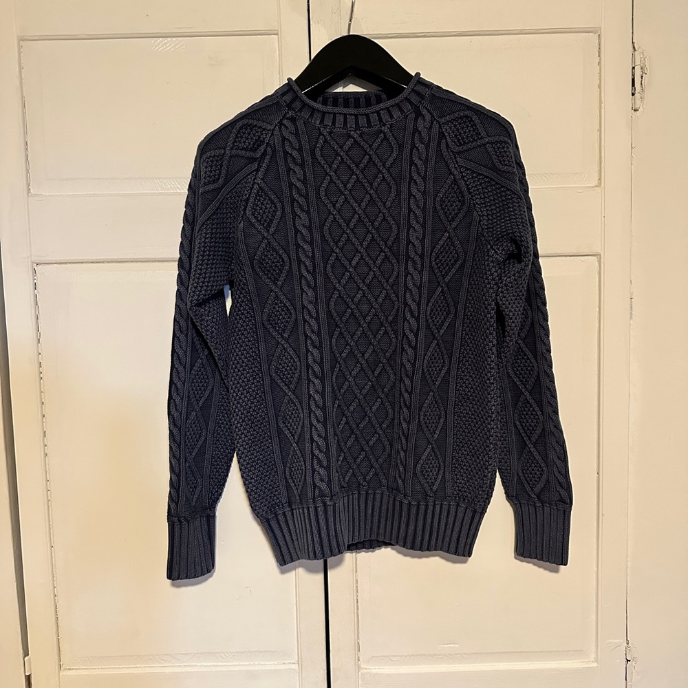 NWT Men’s Washed denim look LL Bean Signature Rollneck Fisherman Sweater size S